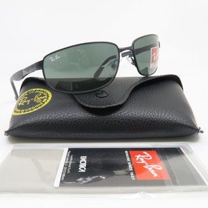 Ray-Ban RB 3254 006 61mm Black/Green Rectangular Wrapped New Sunglasses.